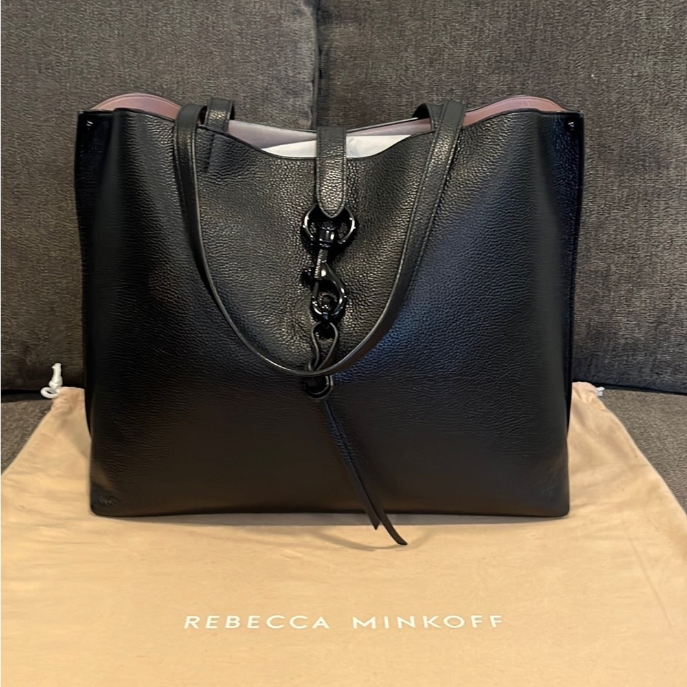 Rebecca Minkoff Megan Black Leather Tote Purse Shoulder Bag